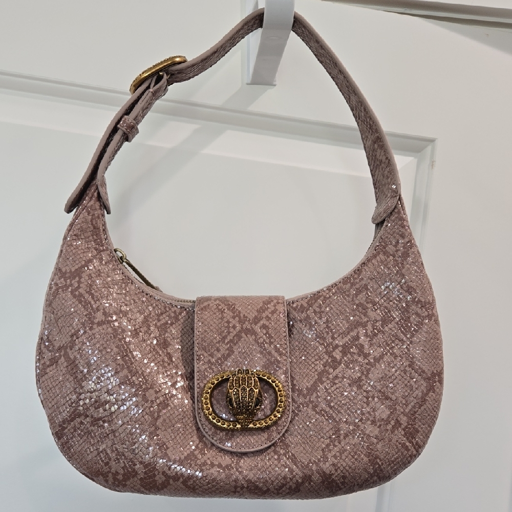 Kurt Geiger Pink Snake Print Shoulder Bag